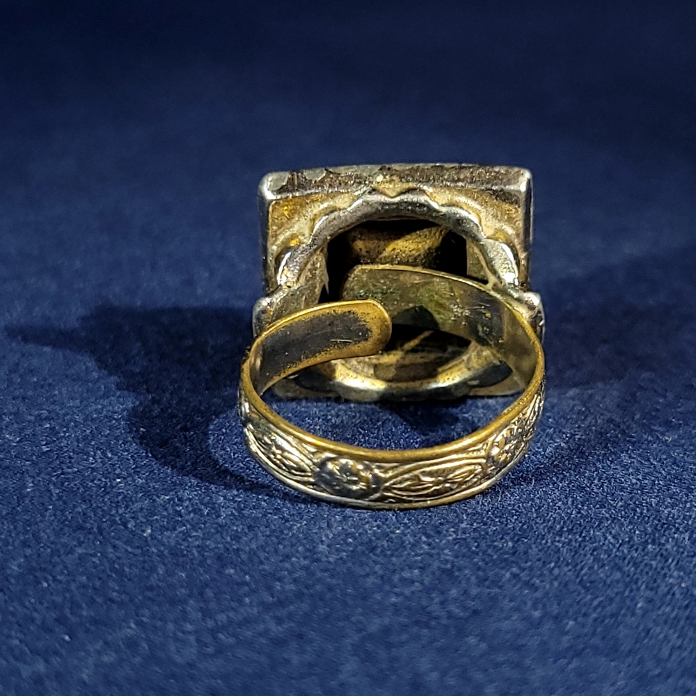 Vintage Square Multi Stone Adjustable Ring - image 4